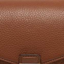 Pre Owned CH Carolina Herrera Brown Monogram Embossed Leather Flap Top Handle Bag