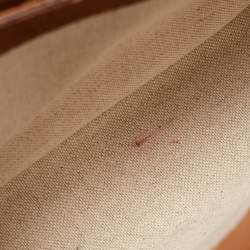 Pre Owned CH Carolina Herrera Brown Monogram Embossed Leather Flap Top Handle Bag