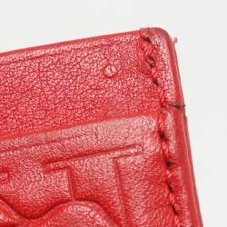 CH Carolina Herrera Red Monogram Embossed Leather Card Holder