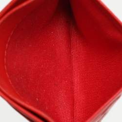 CH Carolina Herrera Red Monogram Embossed Leather Card Holder