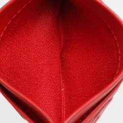 CH Carolina Herrera Red Monogram Embossed Leather Card Holder