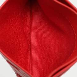 CH Carolina Herrera Red Monogram Embossed Leather Card Holder
