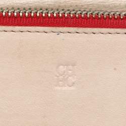 Pre Owned CH Carolina Herrera Cream Leather Continental Bifold Wallet