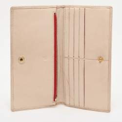 Pre Owned CH Carolina Herrera Cream Leather Continental Bifold Wallet