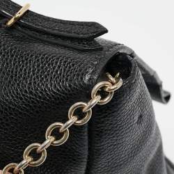 CH Carolina Herrera Black Leather Minuetto Flap Top Handle Bag