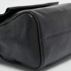 CH Carolina Herrera Black Leather Minuetto Flap Top Handle Bag