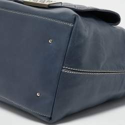 Pre Owned حقيبة يد سي أتش كارولينا هيريرا شوبير جلد أزرق كحلي بجيب