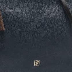 Pre Owned CH Carolina Herrera Navy Blue Leather Tassel Zip Hobo