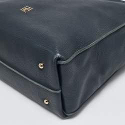 Pre Owned CH Carolina Herrera Navy Blue Leather Tassel Zip Hobo