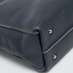 Pre Owned CH Carolina Herrera Navy Blue Leather Tassel Zip Hobo