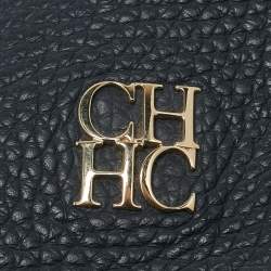 Pre Owned CH Carolina Herrera Navy Blue Leather Tassel Zip Hobo