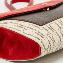Pre Owned CH Carolina Herrera Tricolor Coated Canvas and Leather Envelope Crossbody Bag