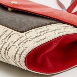 Pre Owned CH Carolina Herrera Tricolor Coated Canvas and Leather Envelope Crossbody Bag