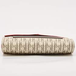 Pre Owned CH Carolina Herrera Tricolor Coated Canvas and Leather Envelope Crossbody Bag