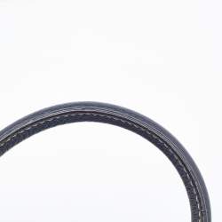 Pre Owned CH Carolina Herrera Navy Blue Monogram Embossed Leather Tote