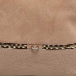 Pre Owned CH Carolina Herrera Beige Leather Zip Detail Chain Tote