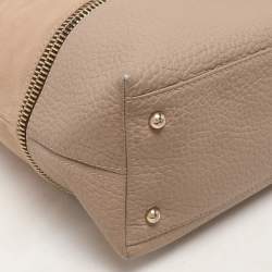 Pre Owned CH Carolina Herrera Beige Leather Zip Detail Chain Tote