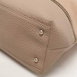 Pre Owned CH Carolina Herrera Beige Leather Zip Detail Chain Tote