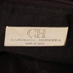 Pre Owned CH Carolina Herrera Beige Leather Zip Detail Chain Tote