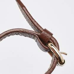 CH Carolina Herrera Brown Monogram Embossed Leather Flap Top Handle Bag