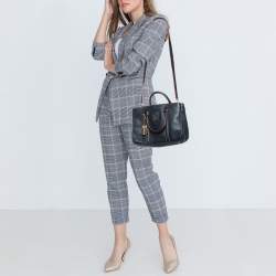 CH Carolina Herrera Navy Blue Leather Matteo Tote