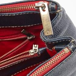 CH Carolina Herrera Navy Blue Leather Matteo Tote