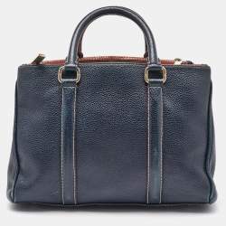 CH Carolina Herrera Navy Blue Leather Matteo Tote