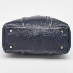 CH Carolina Herrera Navy Blue Leather Matteo Tote