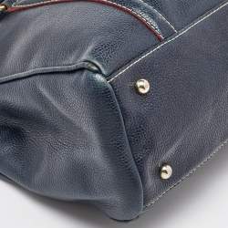 CH Carolina Herrera Navy Blue Leather Matteo Tote