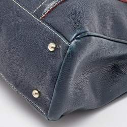CH Carolina Herrera Navy Blue Leather Matteo Tote