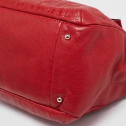 CH Carolina Herrera Red Monogram Leather Audrey  Chain Tote