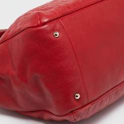CH Carolina Herrera Red Monogram Leather Audrey  Chain Tote