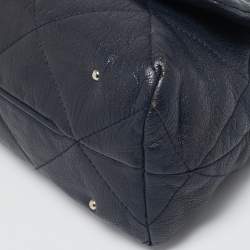 Pre Owned CH Carolina Herrera Navy Blue Quilted Leather Flap Chain Shoulder Bag