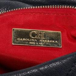 Pre Owned CH Carolina Herrera Navy Blue Quilted Leather Flap Chain Shoulder Bag