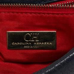 Pre Owned CH Carolina Herrera Navy Blue Quilted Leather Flap Chain Shoulder Bag