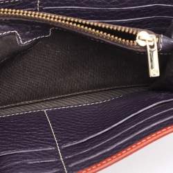 CH Carolina Herrera Rust Orange Monogram Leather Flap Continental Wallet