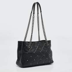 مملوكة مسبقًا CH Carolina Herrera Black Quilted Leather Crystal Studded Chain Tote