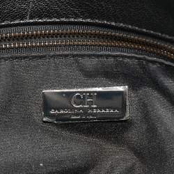 مملوكة مسبقًا CH Carolina Herrera Black Quilted Leather Crystal Studded Chain Tote