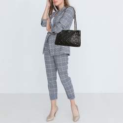 مملوكة مسبقًا CH Carolina Herrera Black Quilted Leather Crystal Studded Chain Tote