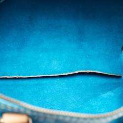 CH Carolina Herrera Blue Monogram Embossed Leather Large Andy Boston Bag