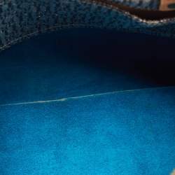 CH Carolina Herrera Blue Monogram Embossed Leather Large Andy Boston Bag