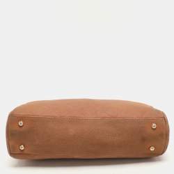 Pre Owned Carolina Herrera Brown Logo Embossed Quilted Leather Chain Tote