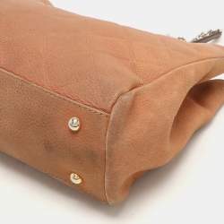 Pre Owned Carolina Herrera Brown Logo Embossed Quilted Leather Chain Tote