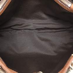 Pre Owned Carolina Herrera Brown Logo Embossed Quilted Leather Chain Tote