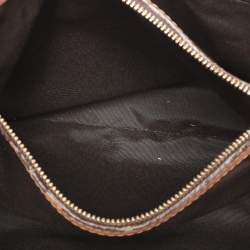 Pre Owned Carolina Herrera Brown Logo Embossed Quilted Leather Chain Tote