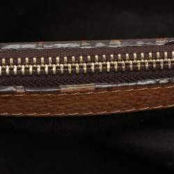 Pre Owned Carolina Herrera Brown Logo Embossed Quilted Leather Chain Tote