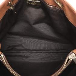 Pre Owned Carolina Herrera Brown Logo Embossed Quilted Leather Chain Tote