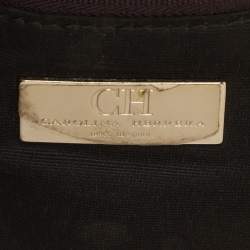 Pre Owned Carolina Herrera Brown Logo Embossed Quilted Leather Chain Tote