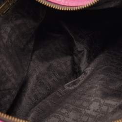 CH Carolina Herrera Pink Grained Leather Zip Hobo