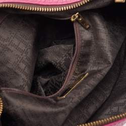 CH Carolina Herrera Pink Grained Leather Zip Hobo